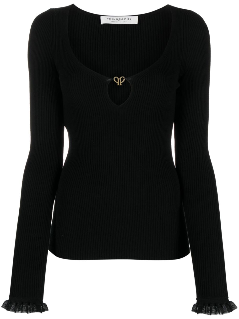 Philosophy Di Lorenzo Serafini logo-plaque ribbed-knit top - Black von Philosophy Di Lorenzo Serafini