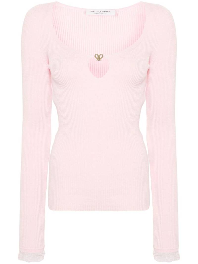 Philosophy Di Lorenzo Serafini logo-plaque ribbed-knit top - Pink von Philosophy Di Lorenzo Serafini