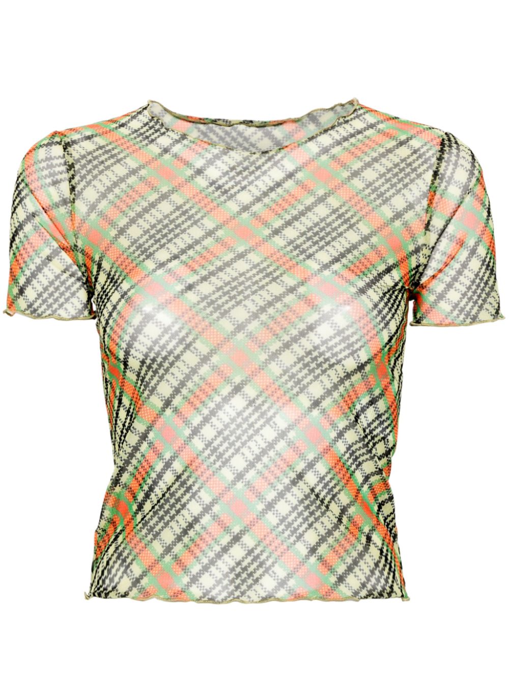 Philosophy Di Lorenzo Serafini logo-print plaid crop top - Green von Philosophy Di Lorenzo Serafini