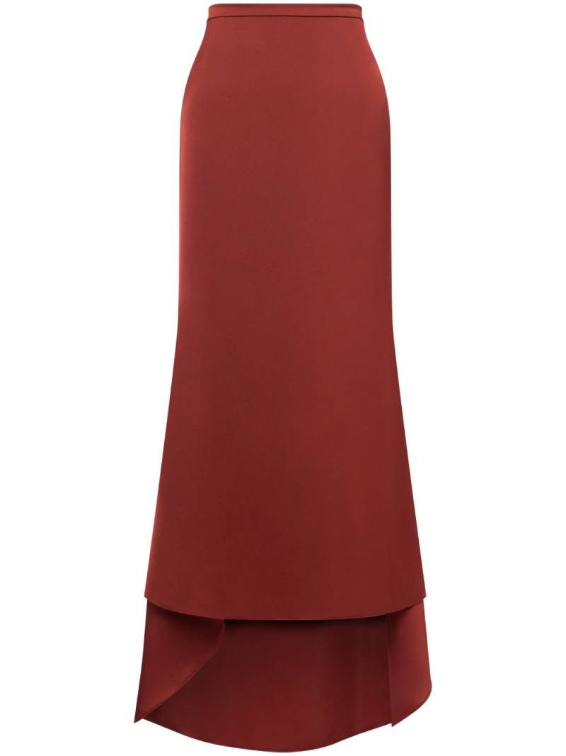 Philosophy Di Lorenzo Serafini long satin dip-hem skirt - Red von Philosophy Di Lorenzo Serafini