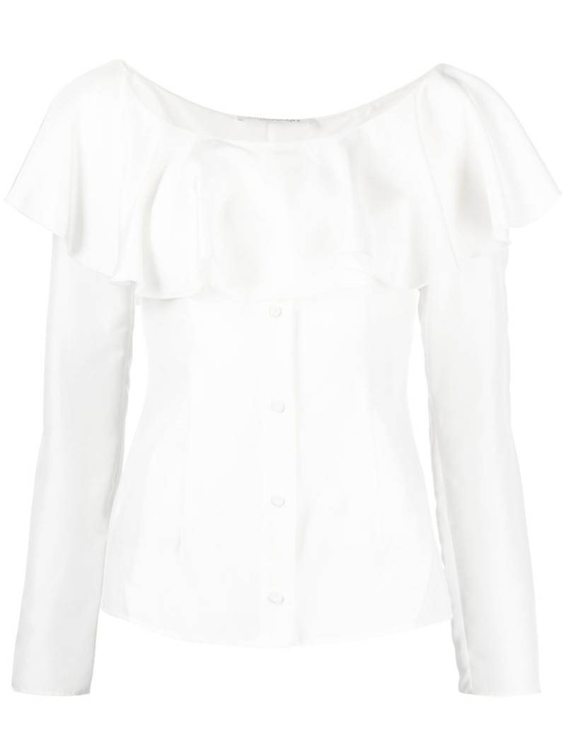 Philosophy Di Lorenzo Serafini off shoulder frilled silk blouse - White von Philosophy Di Lorenzo Serafini