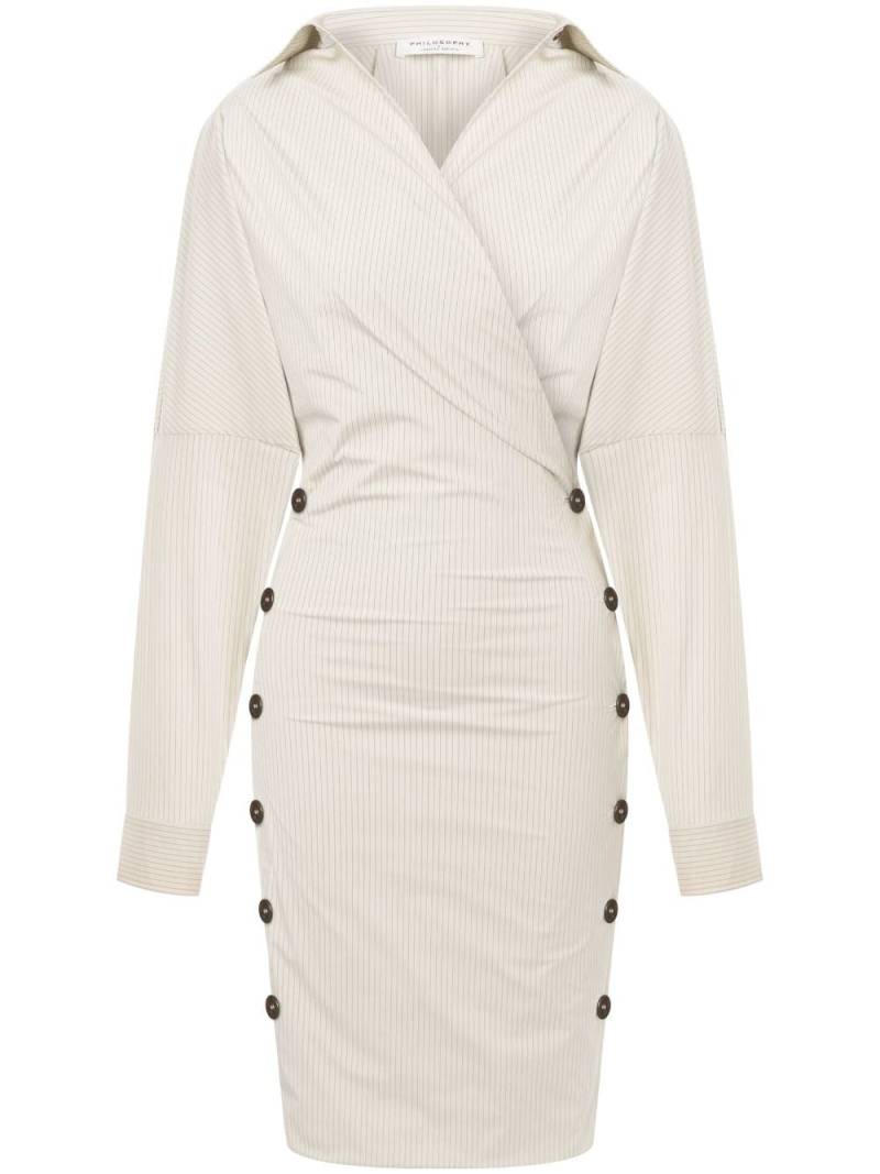 Philosophy Di Lorenzo Serafini pinstripe-pattern wrapped dress - White von Philosophy Di Lorenzo Serafini