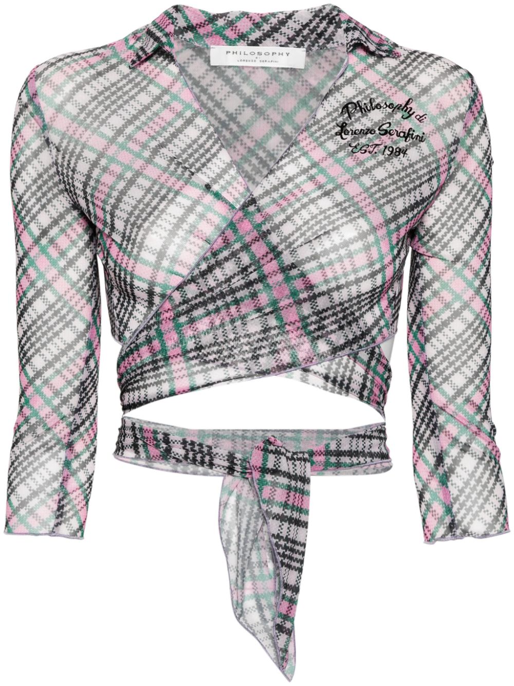 Philosophy Di Lorenzo Serafini plaid mesh wrap top - Pink von Philosophy Di Lorenzo Serafini