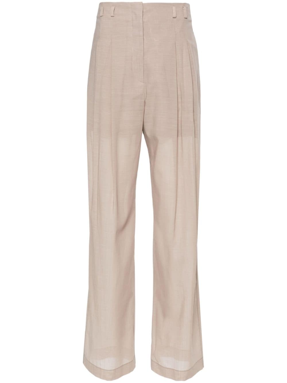 Philosophy Di Lorenzo Serafini pleat-detail semi-sheer trousers - Neutrals von Philosophy Di Lorenzo Serafini