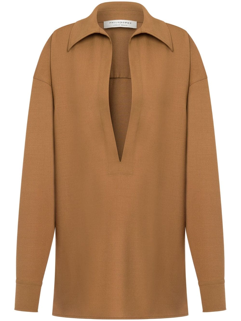 Philosophy Di Lorenzo Serafini plunging V-neck long-sleeve blouse - Brown von Philosophy Di Lorenzo Serafini