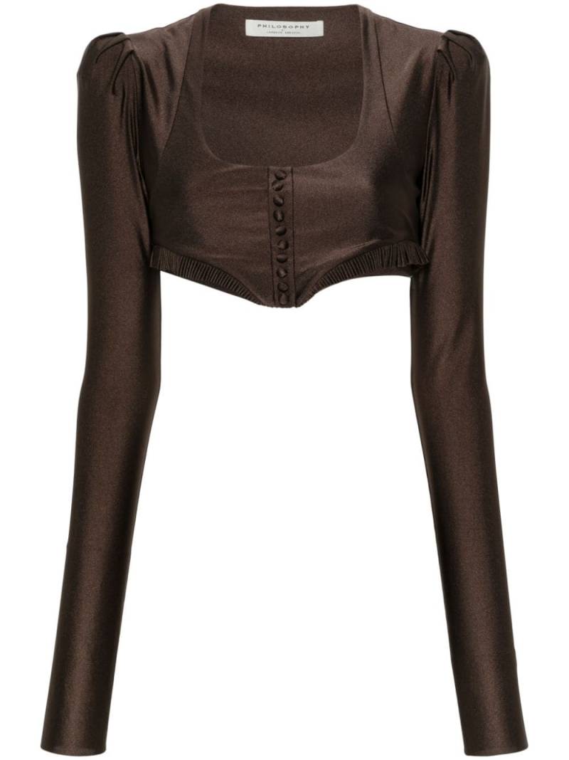 Philosophy Di Lorenzo Serafini ruffle-trim cropped top - Brown von Philosophy Di Lorenzo Serafini