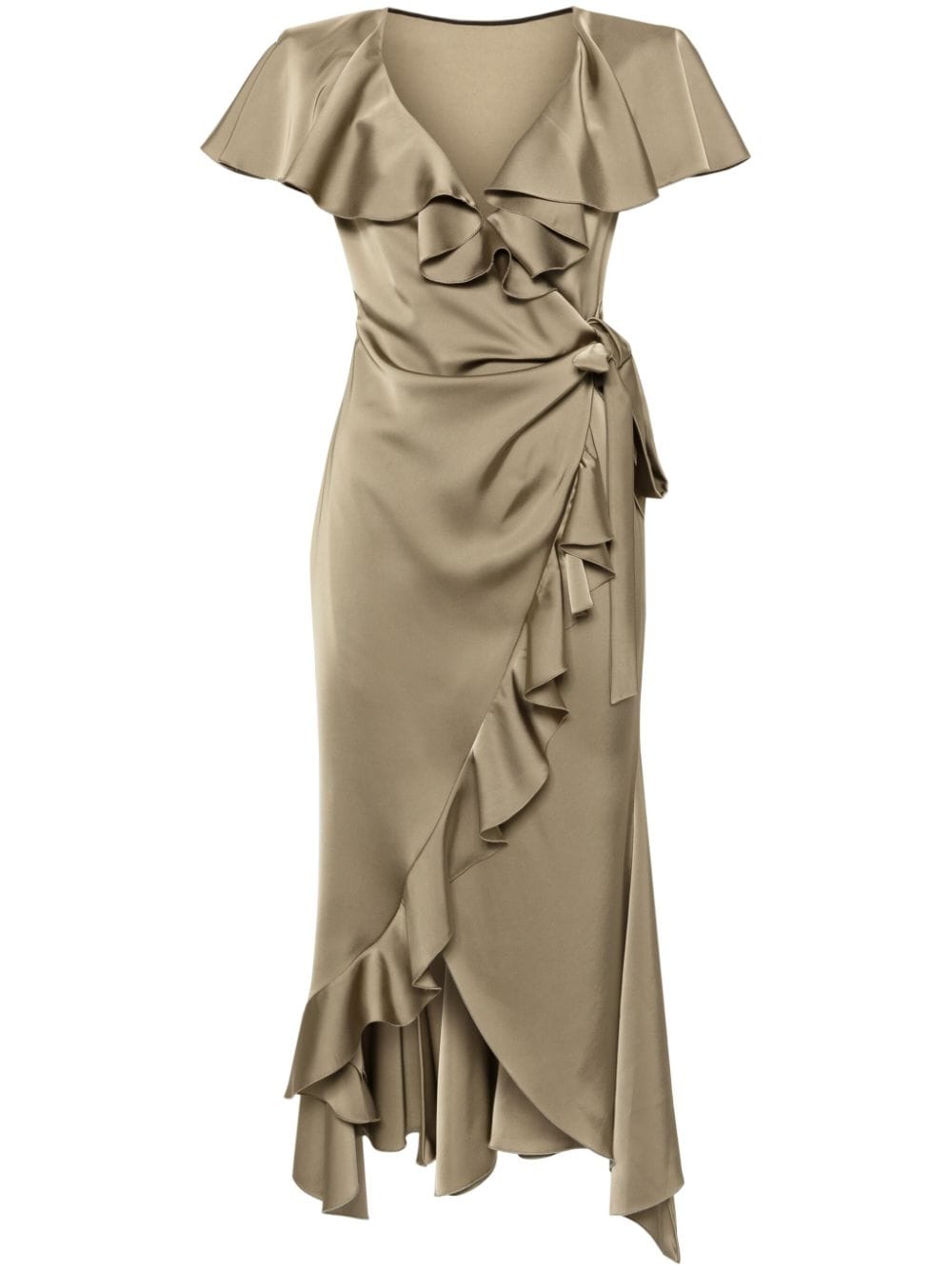 Philosophy Di Lorenzo Serafini ruffled satin wrap dress - Green von Philosophy Di Lorenzo Serafini