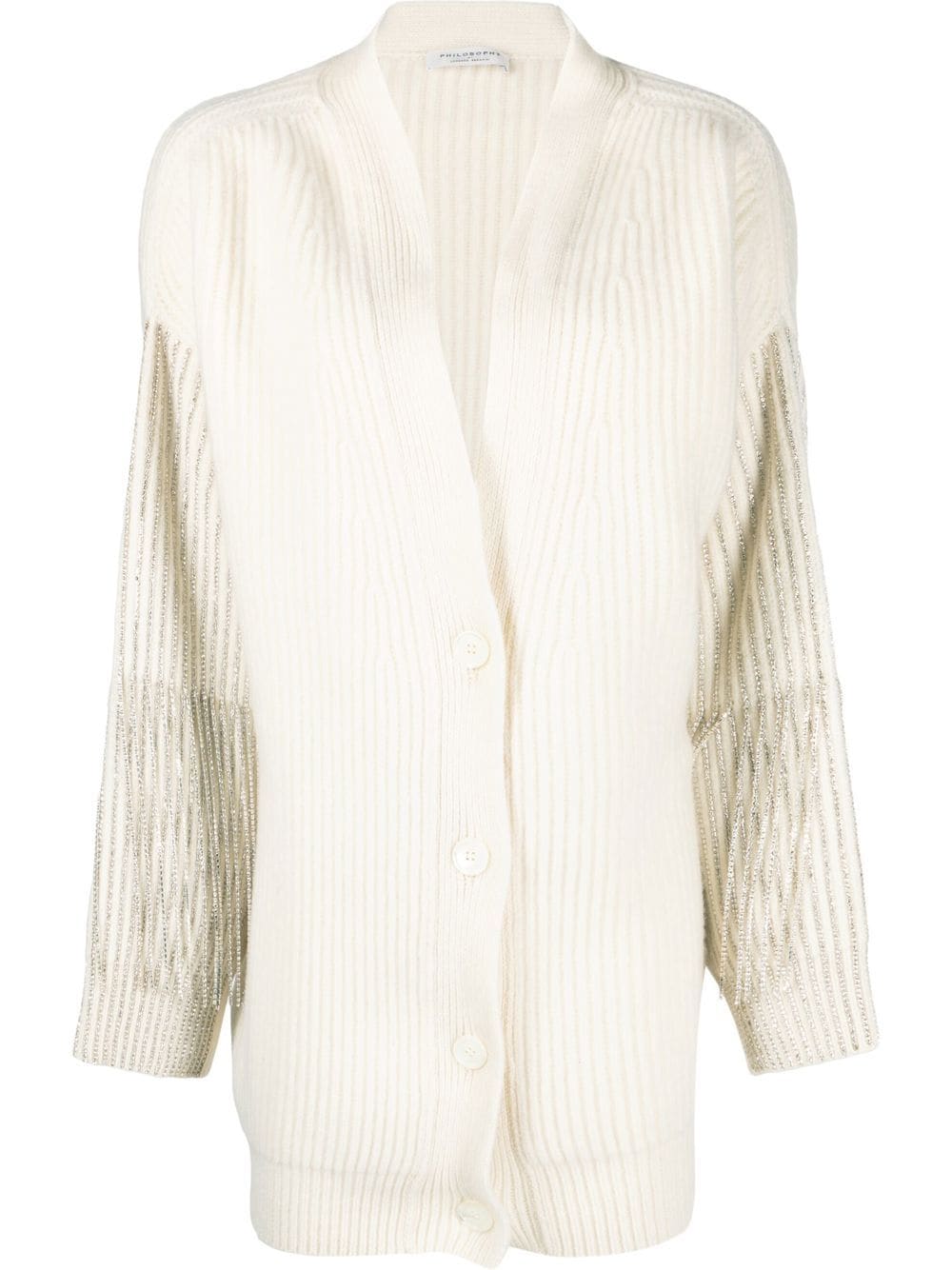 Philosophy Di Lorenzo Serafini sequin-embellished ribbed knit cardigan - Neutrals von Philosophy Di Lorenzo Serafini