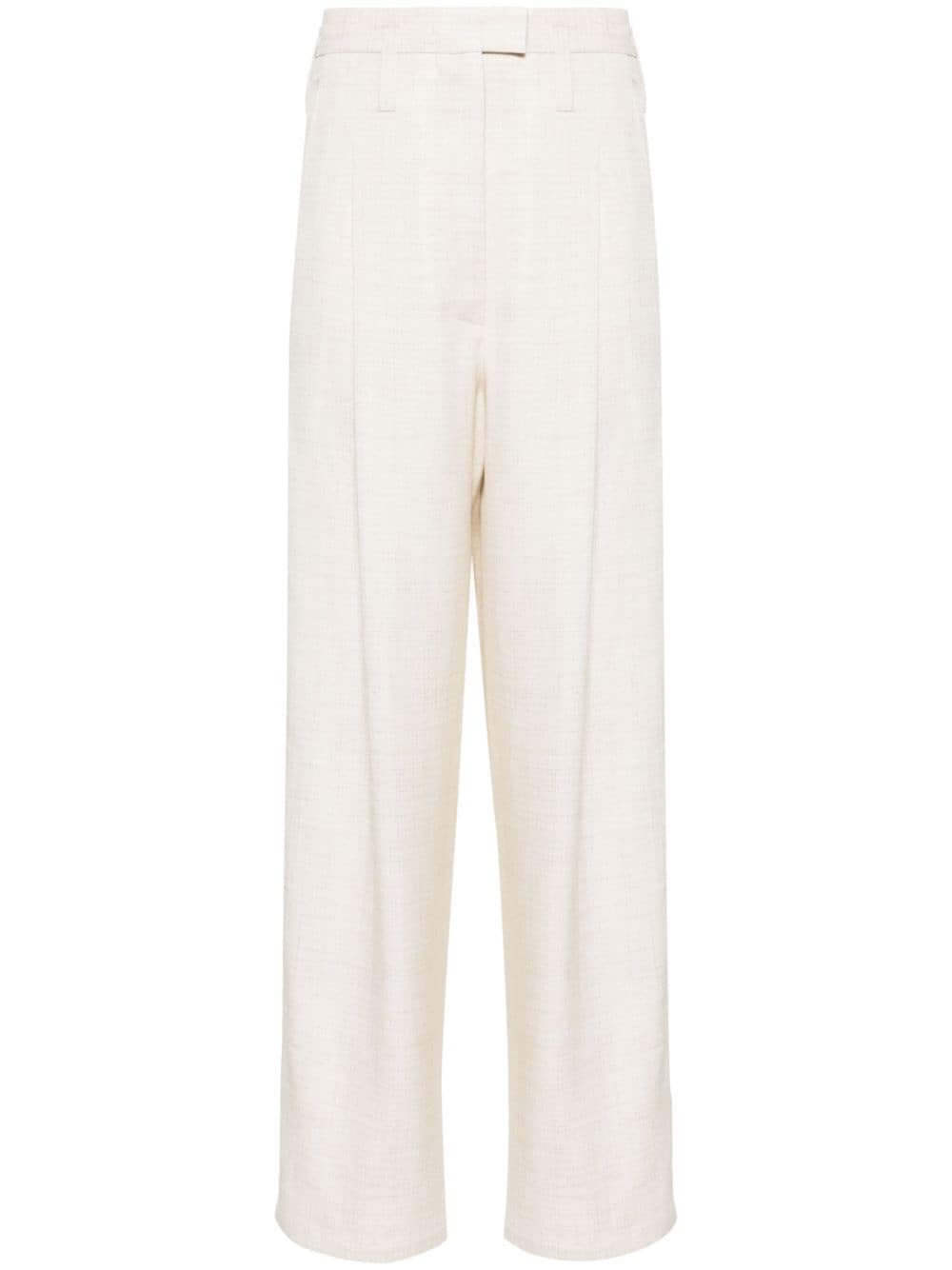 Philosophy Di Lorenzo Serafini slub pleated straight trousers - Neutrals von Philosophy Di Lorenzo Serafini