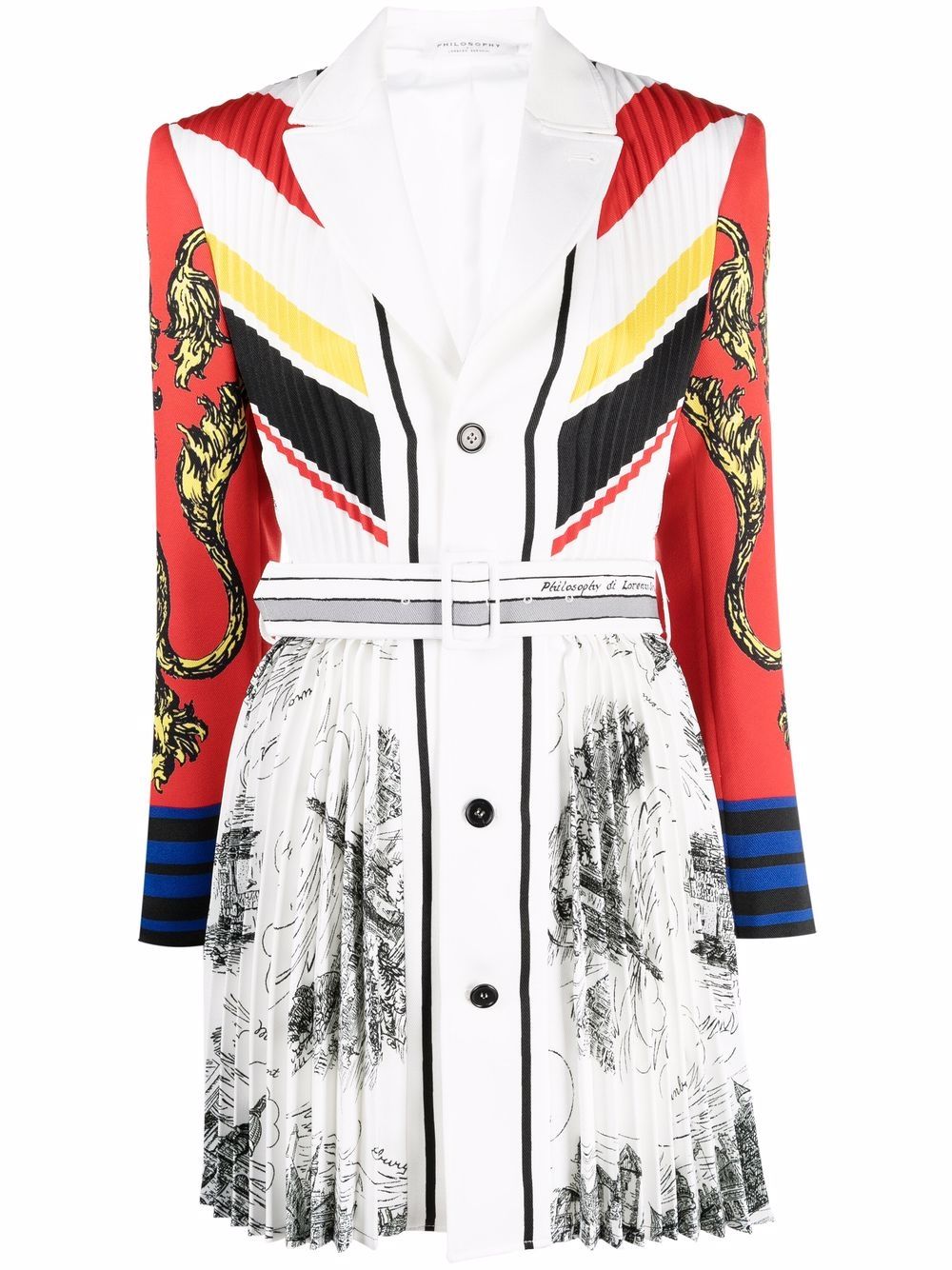 Philosophy Di Lorenzo Serafini stripe-detail pleated mini dress - White von Philosophy Di Lorenzo Serafini