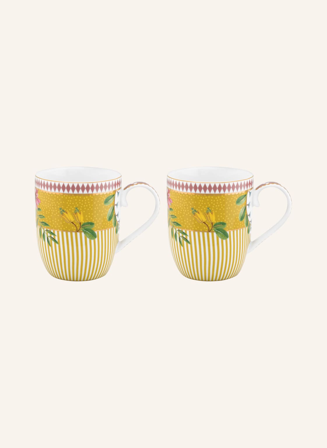 Pip Studio 2er-Set Henkelbecher La Majorelle Small gelb Pip Studio 2er-Set Henkelbecher La Majorelle Small gelb von PiP Studio