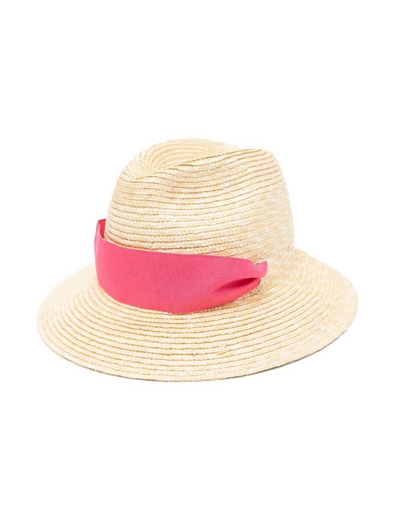 Piccola Ludo ribbon straw sun hat - Pink von Piccola Ludo