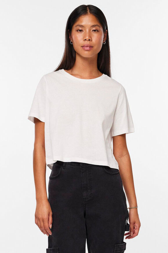 Pieces Sara Crop T-Shirt | Bright White | Damen  | M von Pieces