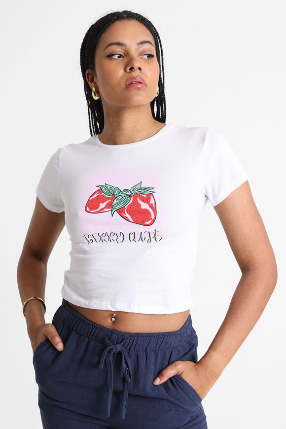 Pieces Selia Crop T-Shirt | White | Damen  | L von Pieces
