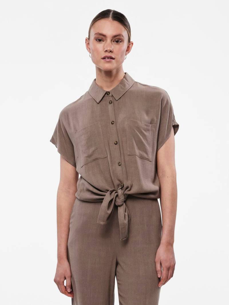 pieces Kurzarmbluse »PCVINSTY SS LINEN TIE SHIRT NOOS« von Pieces