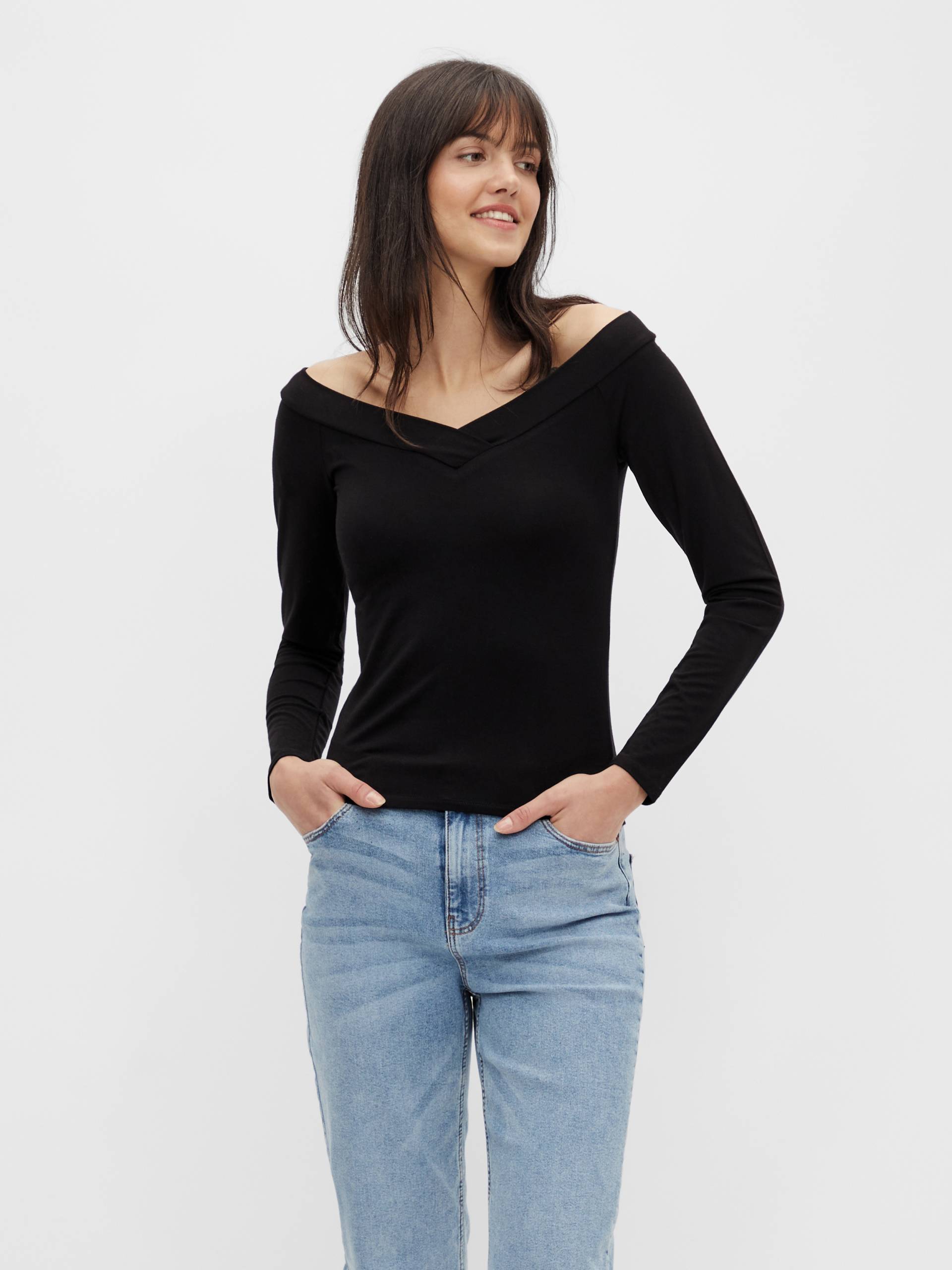 pieces Langarmshirt »PCMALIVA LS OFF SHOULDER V-NECK TOP NOOS« von Pieces