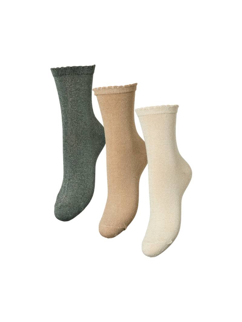 pieces Socken »PCSEBBY GLITTER LONG 3-PACK SOCKS NOOS«, (Set, 3 Paar), mit gerippten Bündchen und Muschelsaum von Pieces