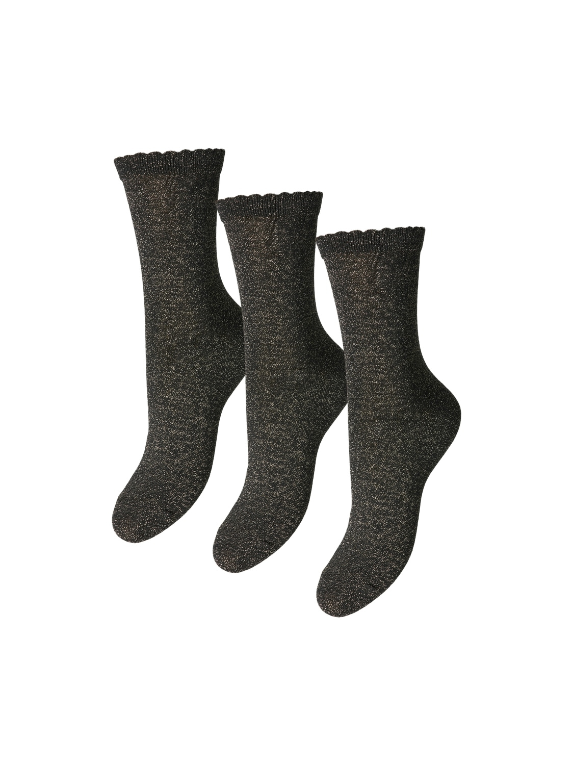 pieces Socken »PCSEBBY GLITTER LONG 3-PACK SOCKS NOOS«, (Set, 3 Paar), mit gerippten Bündchen und Muschelsaum von Pieces