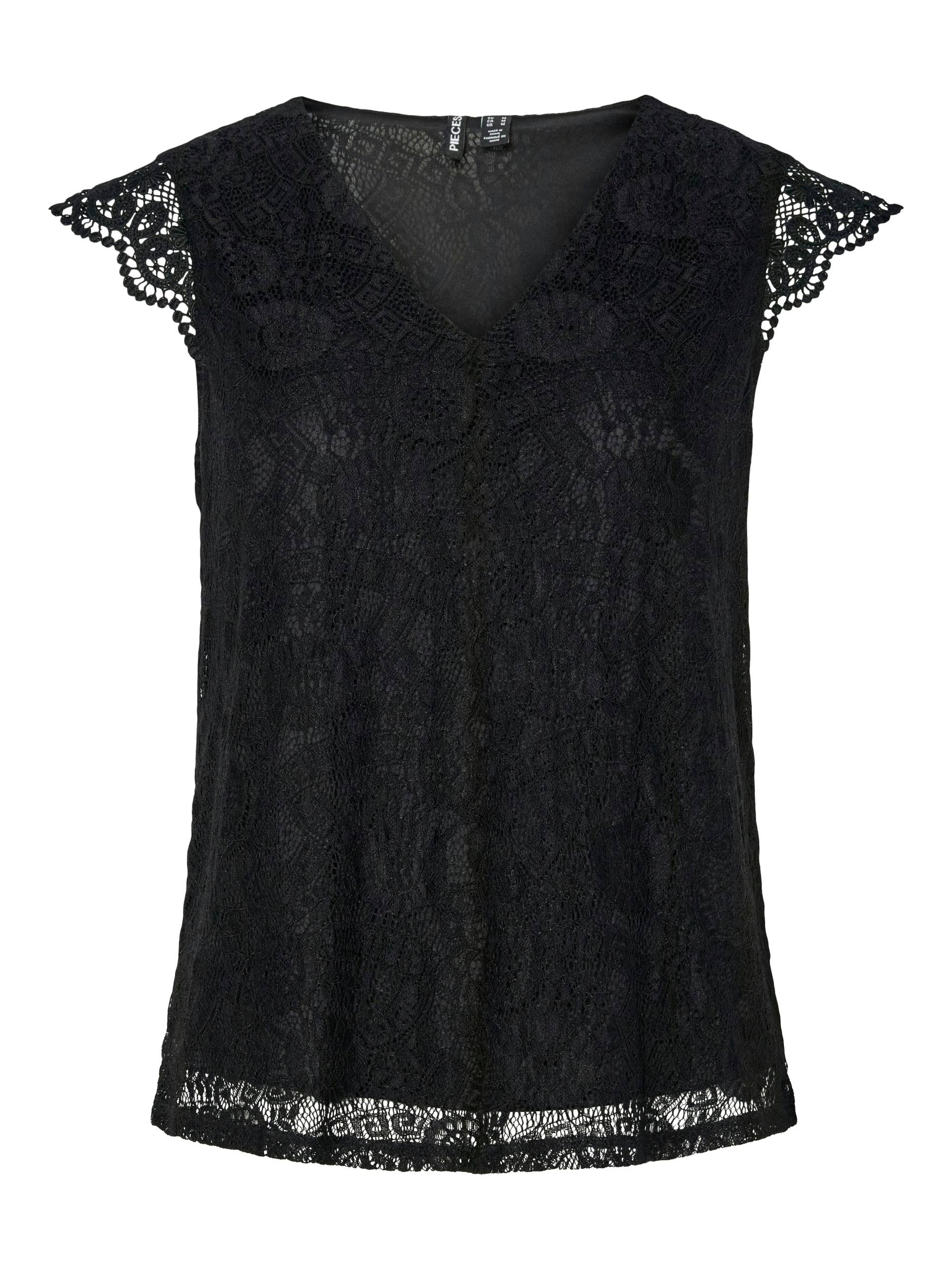 pieces Spitzentop »PCOLLINE SL LACE V-NECK TOP WVN NOOS« von Pieces