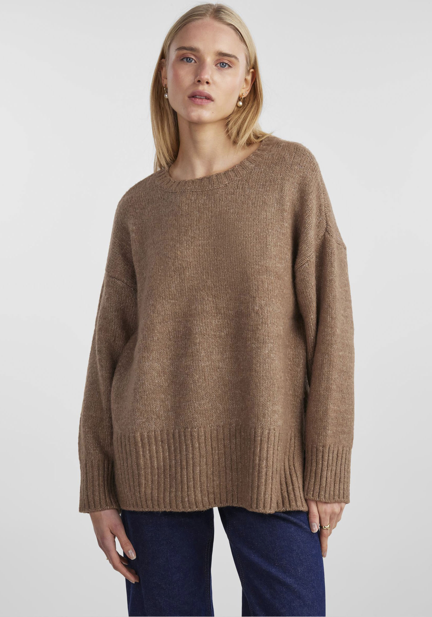 pieces Rundhalspullover »PCNANCY LS LOOSE O-NECK KNIT NOOS BC«, Oversized von Pieces