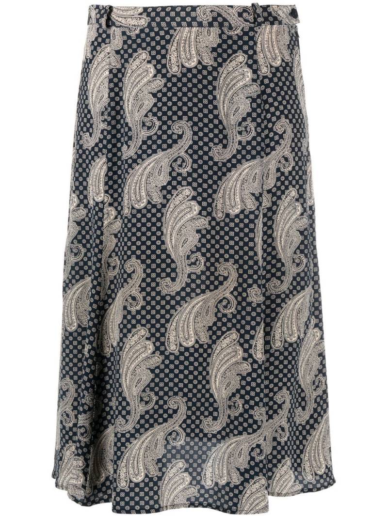 Pierre Cardin Pre-Owned 1980s printed flared knee-length skirt - Black von Pierre Cardin Pre-Owned