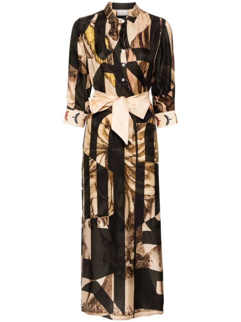 Pierre-Louis Mascia Aloe graphic-print belted dress - Black von Pierre-Louis Mascia