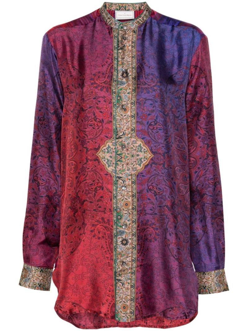 Pierre-Louis Mascia Aloe mix-print silk shirt - Purple von Pierre-Louis Mascia