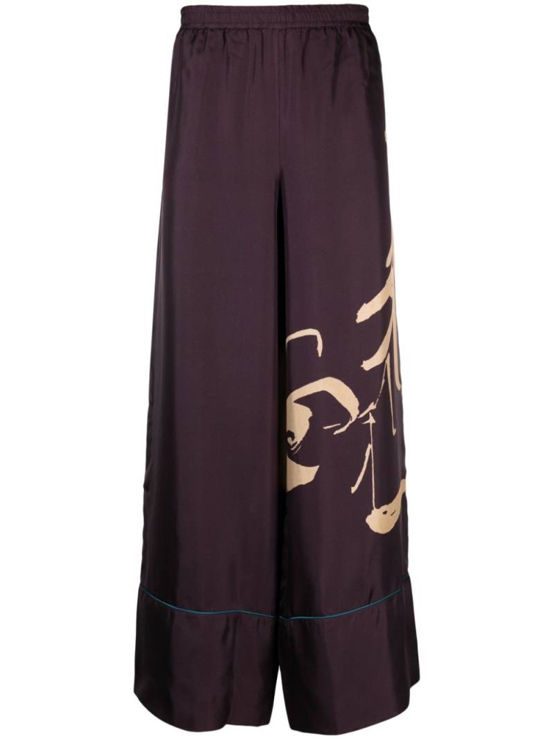 Pierre-Louis Mascia Cialda floral-print wide-leg silk trousers - Purple von Pierre-Louis Mascia