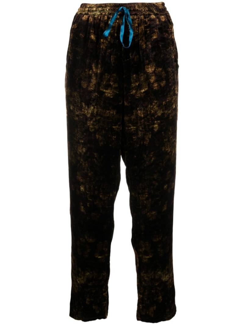 Pierre-Louis Mascia baroque-print velour cropped trousers - Brown von Pierre-Louis Mascia