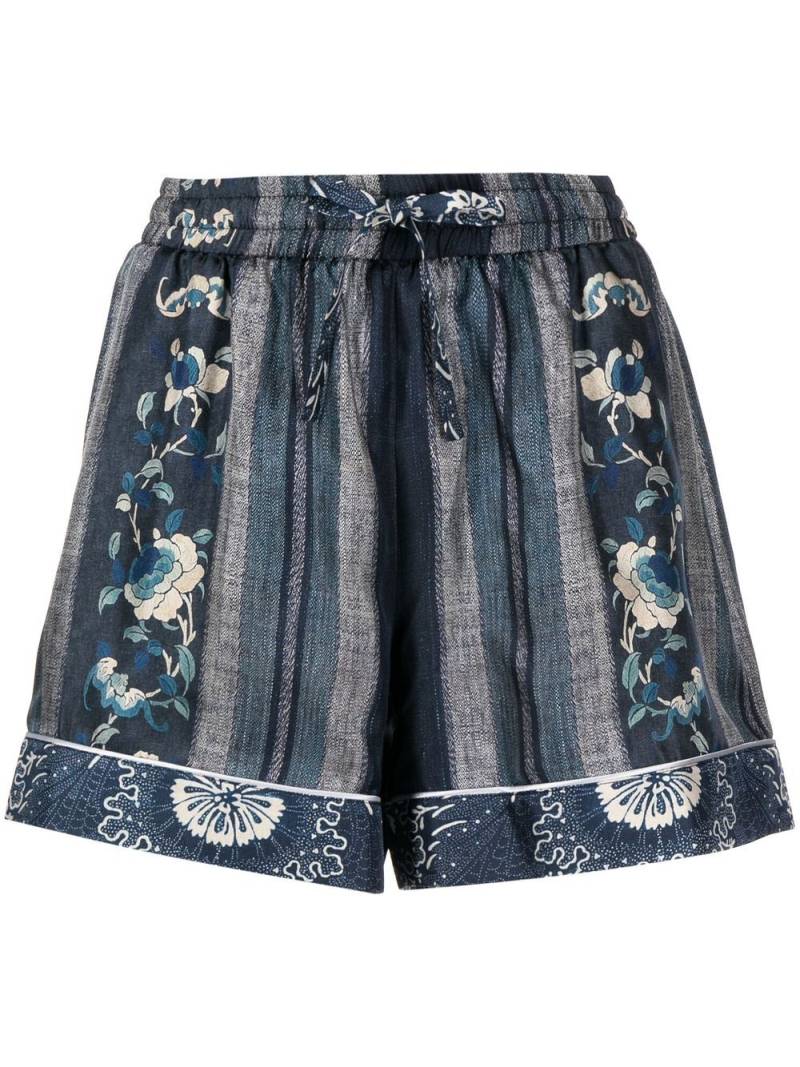 Pierre-Louis Mascia floral-print short shorts - Blue von Pierre-Louis Mascia