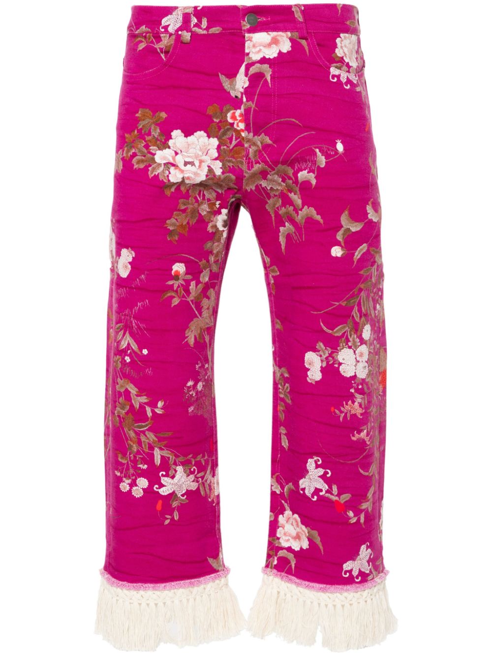 Pierre-Louis Mascia fringed floral tapered jeans - Pink von Pierre-Louis Mascia