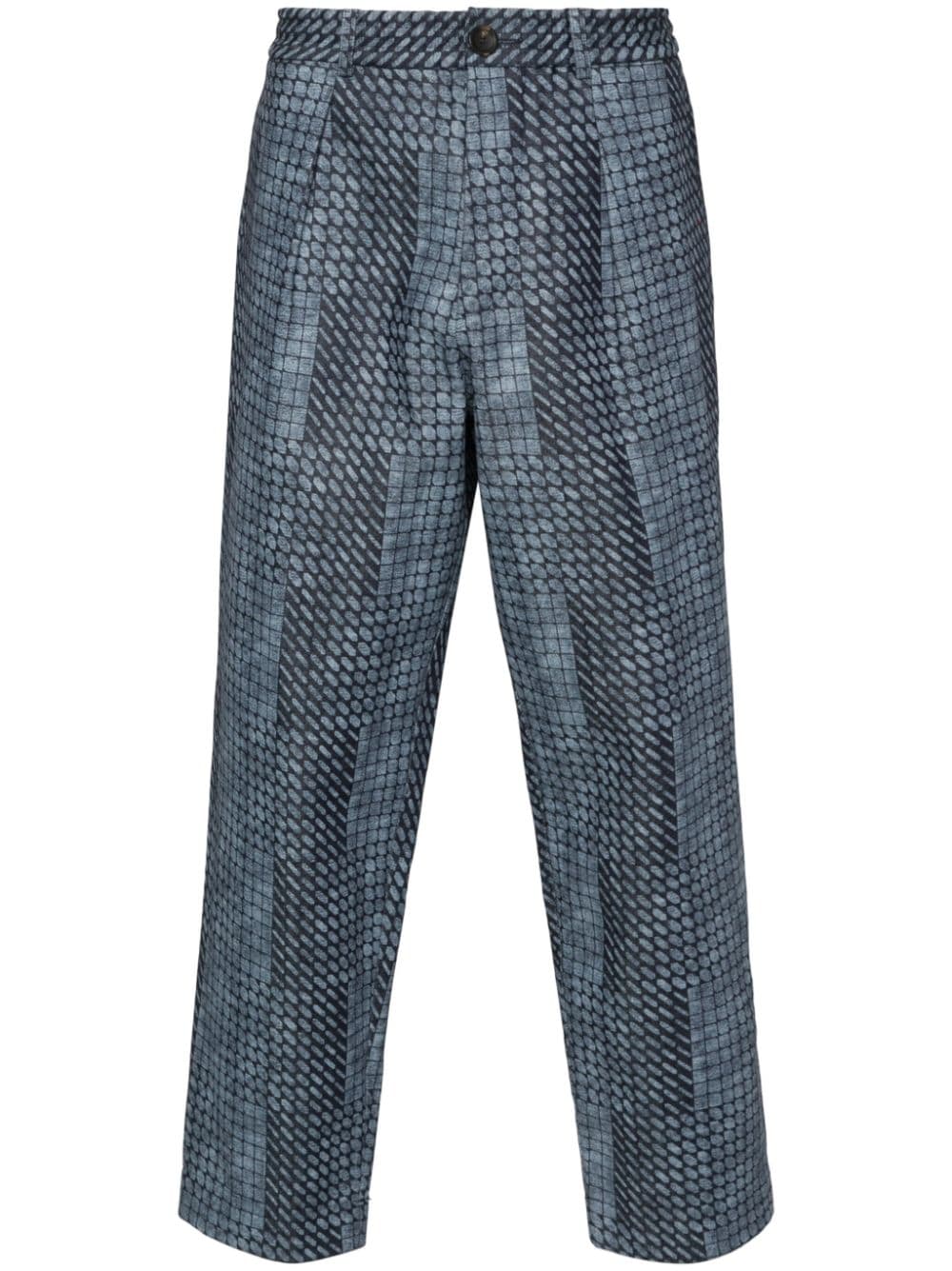 Pierre-Louis Mascia geometric-print cotton trousers - Blue von Pierre-Louis Mascia