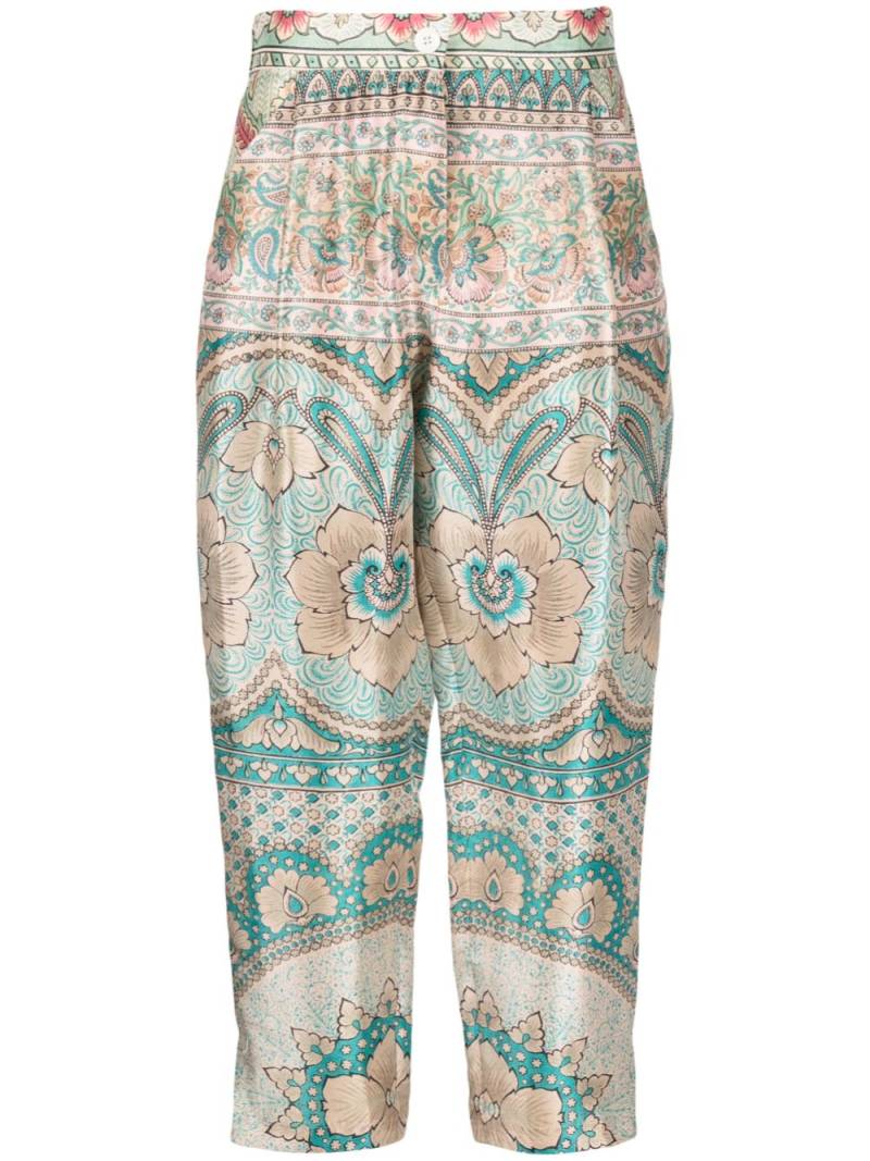 Pierre-Louis Mascia graphic-print cropped silk trousers - Neutrals von Pierre-Louis Mascia