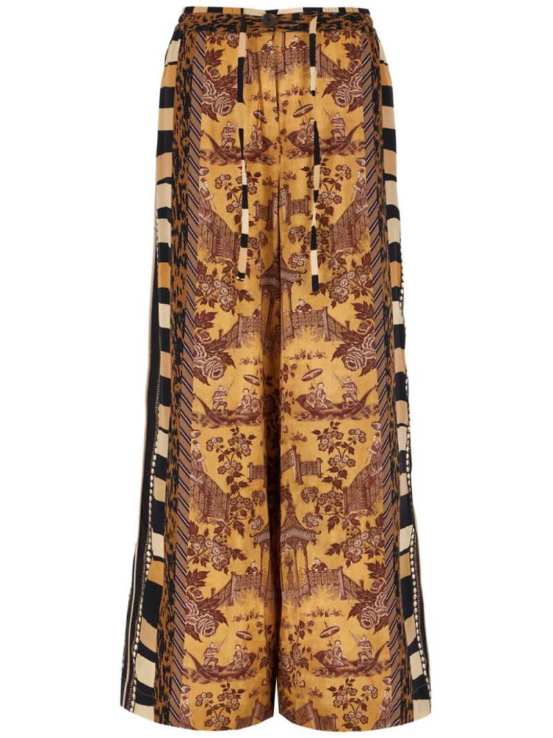 Pierre-Louis Mascia illustration-print trousers - Brown von Pierre-Louis Mascia