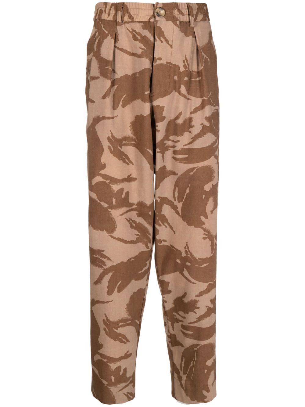 Pierre-Louis Mascia leaves-print tapered trousers - Brown von Pierre-Louis Mascia