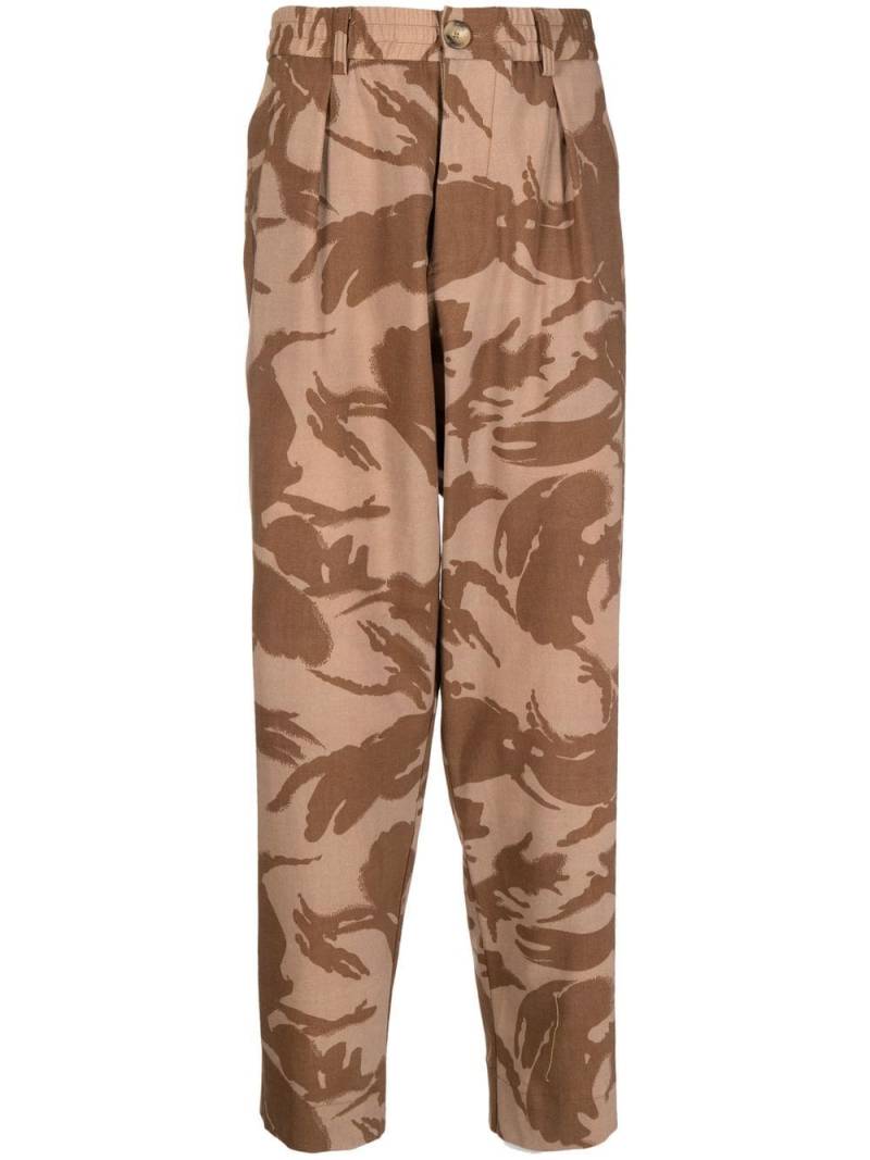 Pierre-Louis Mascia leaves-print tapered trousers - Brown von Pierre-Louis Mascia