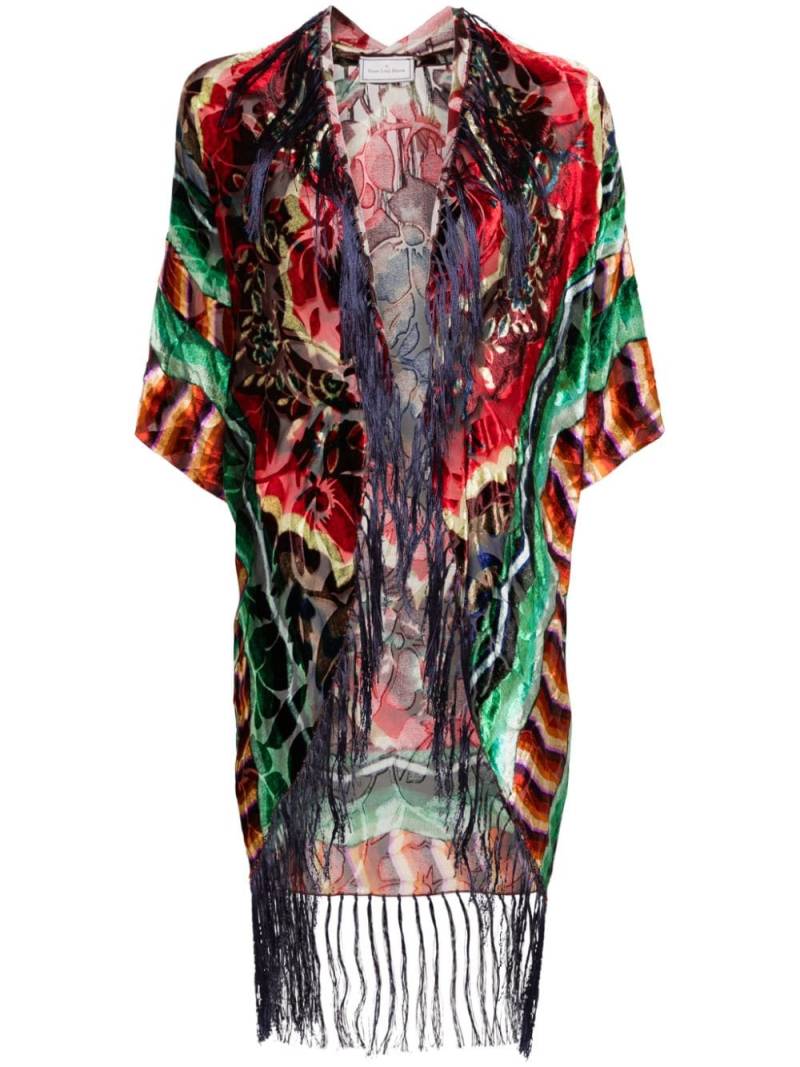 Pierre-Louis Mascia pattern-jacquard fringed cape - Red von Pierre-Louis Mascia