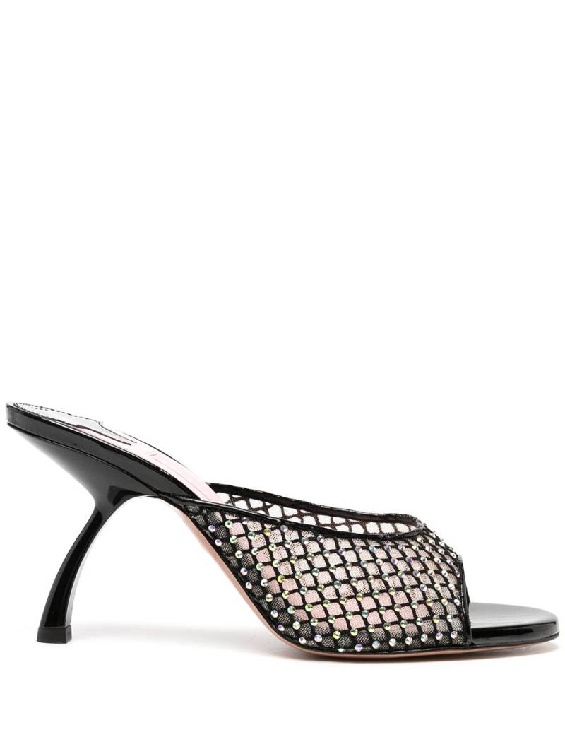 Pīferi Tiana crystal mesh mules - Black von Pīferi