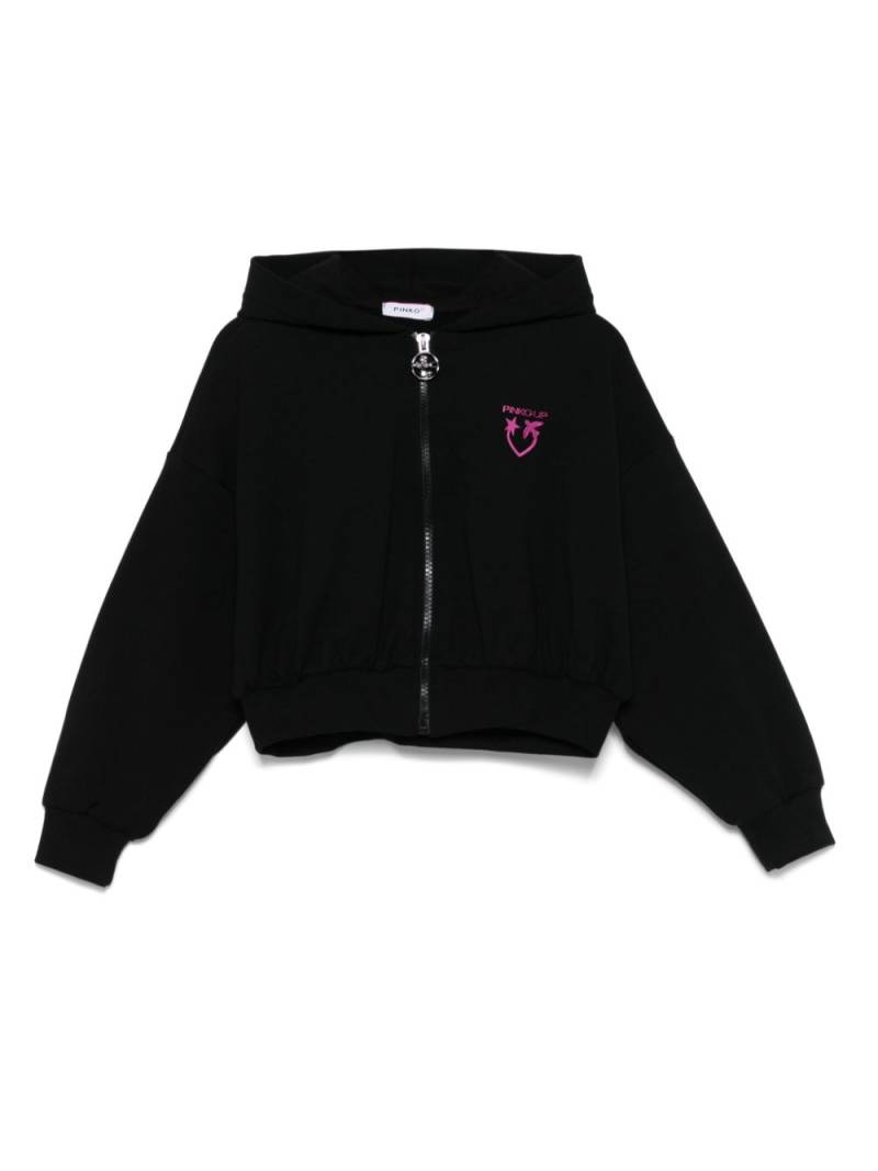 Pinko Kids Love Birds-appliqué hoodie - Black von Pinko Kids