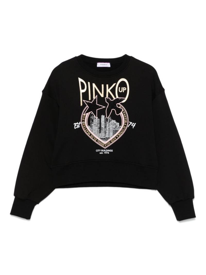 Pinko Kids Love Birds-print sweater - Black von Pinko Kids