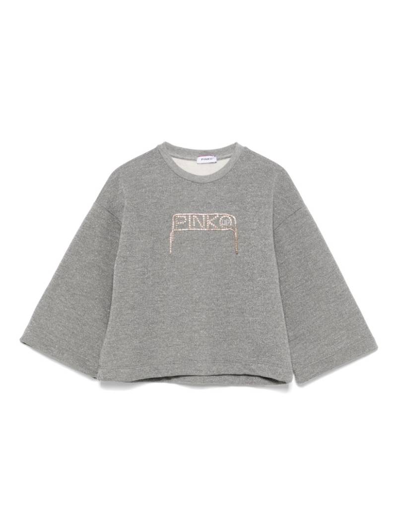 Pinko Kids crystal-embellished logo sweatshirt - Grey von Pinko Kids