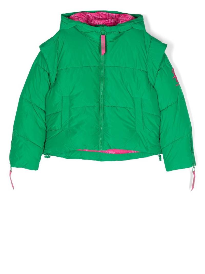 Pinko Kids embroidered-logo padded jacket - Green von Pinko Kids