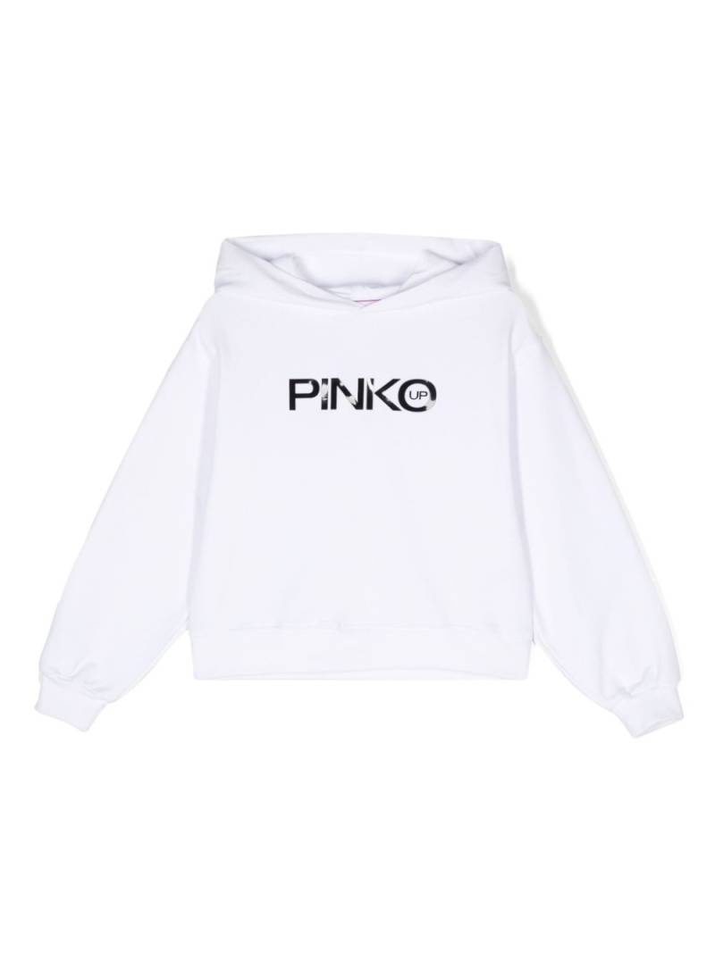 Pinko Kids flocked-logo hoodie - White von Pinko Kids