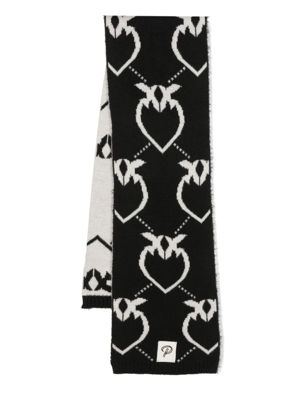 Pinko Kids intarsia-knit logo two-tone scarf - Black von Pinko Kids