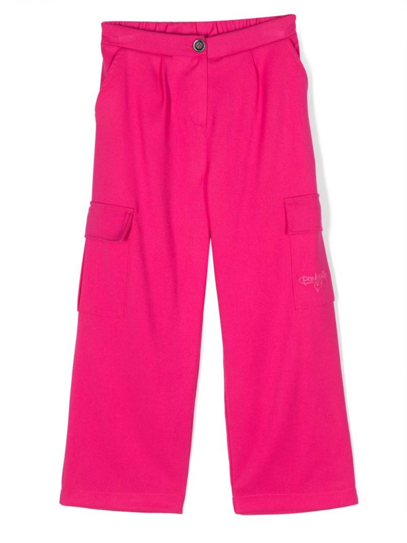 Pinko Kids logo-embroidered cotton cargo trousers von Pinko Kids