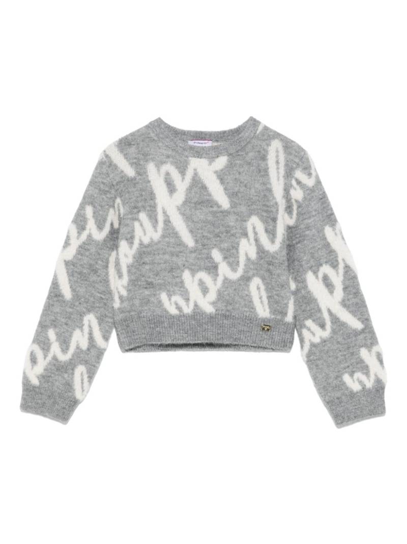 Pinko Kids logo-jacquard sweater - Grey von Pinko Kids