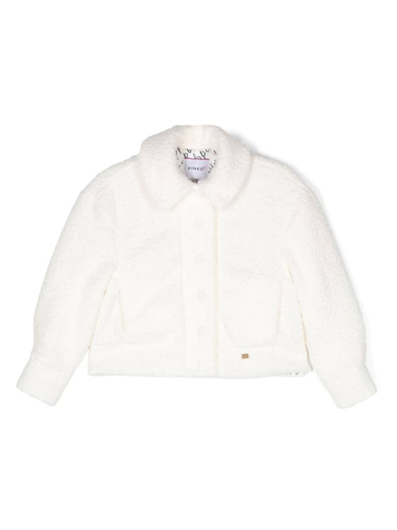 Pinko Kids logo-plaque faux-fur jacket - White von Pinko Kids