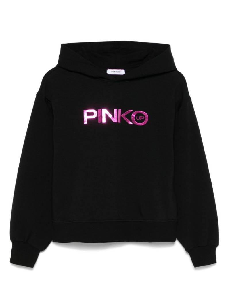 Pinko Kids logo-print hoodie - Black von Pinko Kids