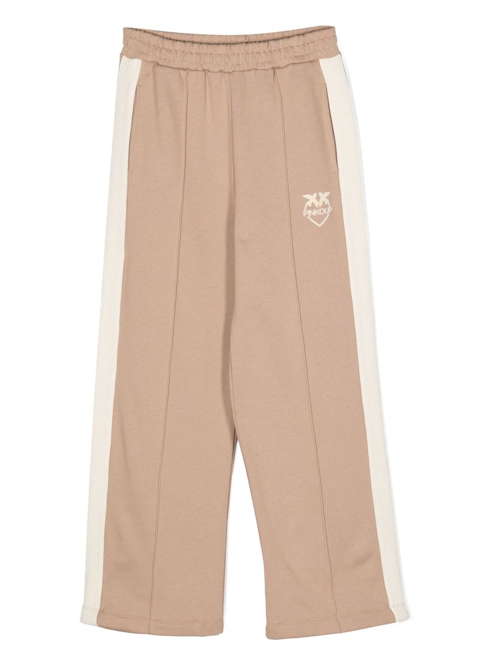 Pinko Kids logo-print straight-leg trousers - Brown von Pinko Kids