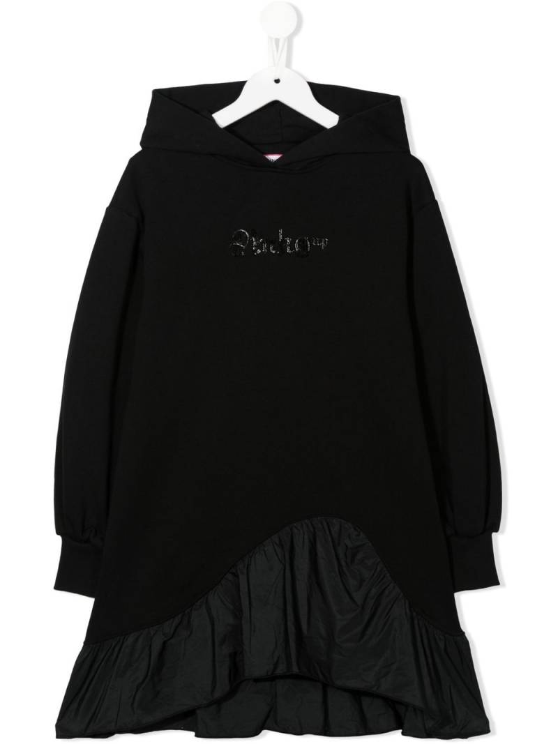 Pinko Kids sequin-logo hooded dress - Black von Pinko Kids